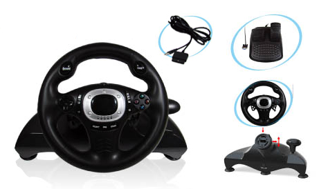 3-in-1 Wired Racing Wheel PS2/PS3/USB