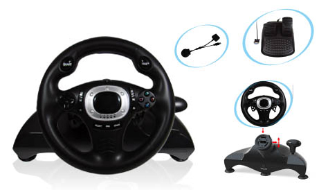 USB 2.4GHz Wireless vibration racing wheel