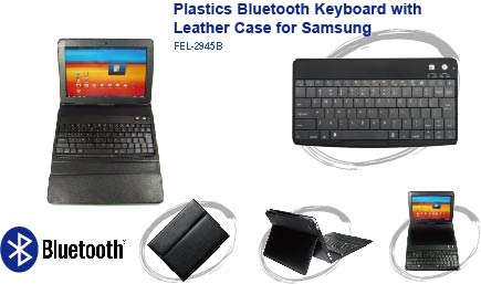 Plastic BT keyboard with leather case for Samsung