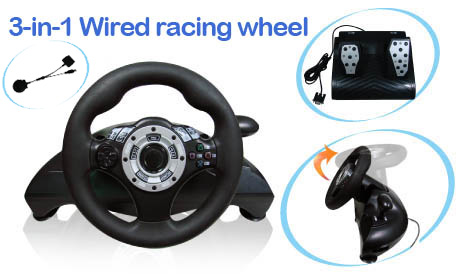 3-in-1 Wired Racing Wheel
