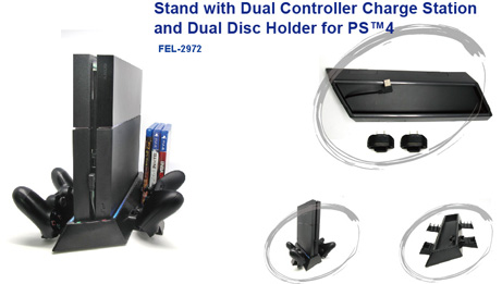 Stand with Dual Controller Charge Station for PS4